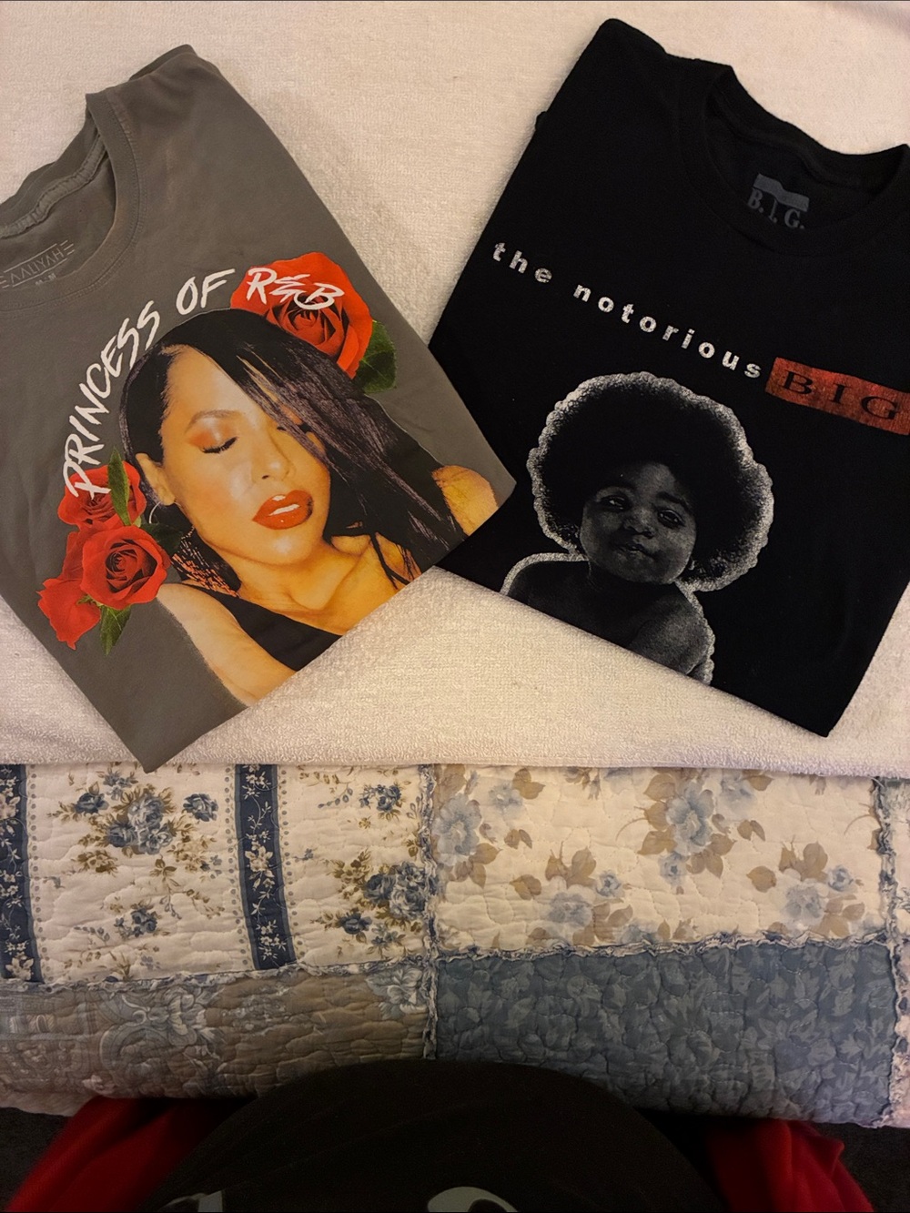 Aaliyah & B.I.G Lot of 2,Graphic Tees -Gray R&B Aaliyah and Notarious BIG